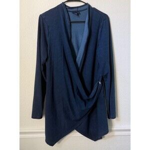 J. Jill Pure Jill Indigo Open or Wrap Cardigan Size Medium Blue Chambray Drape
